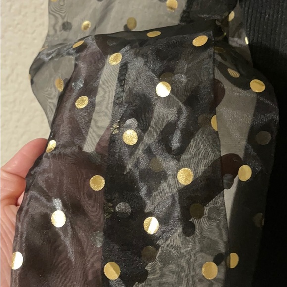 Peach Black Gold Long Sheer with Gold Sleeve Top - Picture 3 of 12